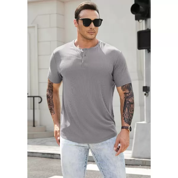 JMIERR Men's Muscle Slim Henley Shirts Crewneck Longline T-Shirt Gym Workout Athletic Shirt Tees with Button