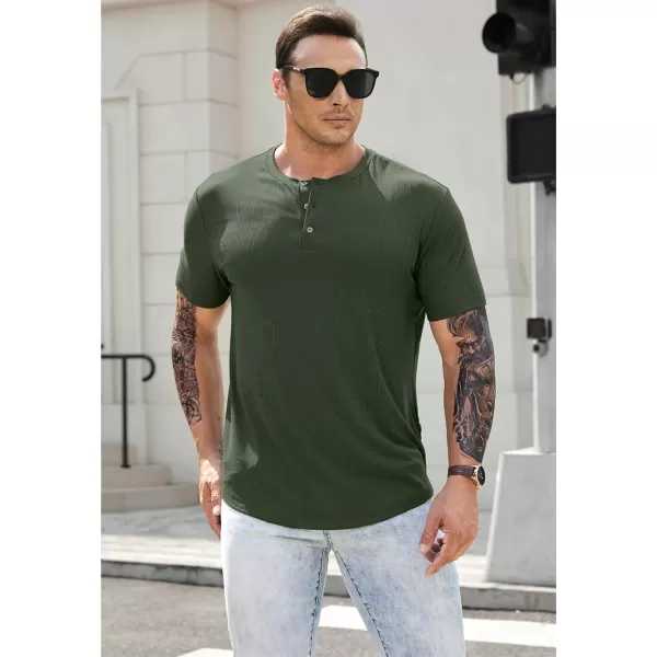 JMIERR Men's Muscle Slim Henley Shirts Crewneck Longline T-Shirt Gym Workout Athletic Shirt Tees with Button