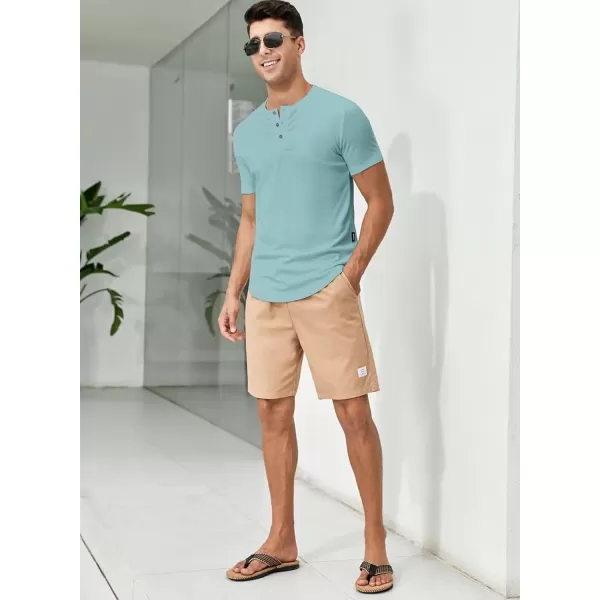 JMIERR Men's Muscle Slim Henley Shirts Crewneck Longline T-Shirt Gym Workout Athletic Shirt Tees with Button