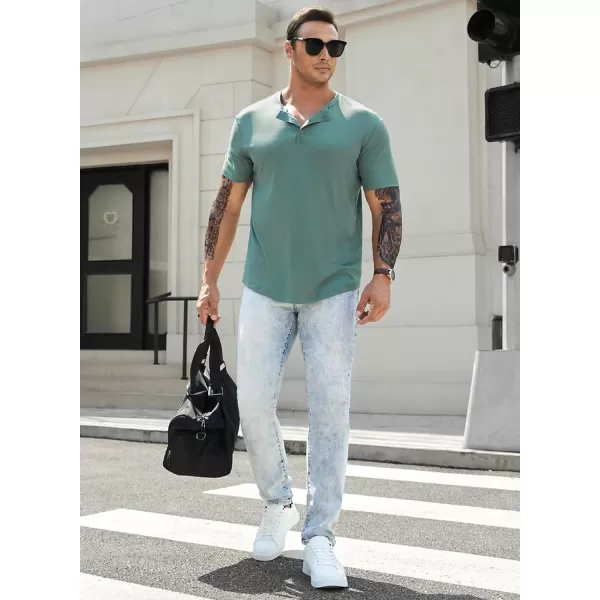 JMIERR Men's Muscle Slim Henley Shirts Crewneck Longline T-Shirt Gym Workout Athletic Shirt Tees with Button