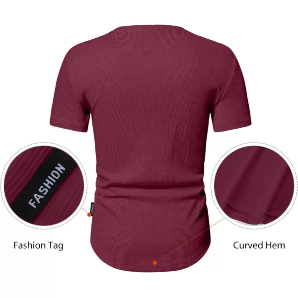 JMIERR Men's Muscle Slim Henley Shirts Crewneck Longline T-Shirt Gym Workout Athletic Shirt Tees with Button