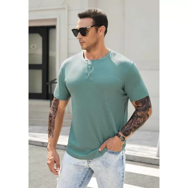 JMIERR Men's Muscle Slim Henley Shirts Crewneck Longline T-Shirt Gym Workout Athletic Shirt Tees with Button
