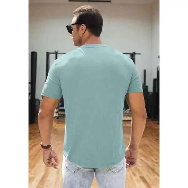 JMIERR Men's Muscle Slim Henley Shirts Crewneck Longline T-Shirt Gym Workout Athletic Shirt Tees with Button