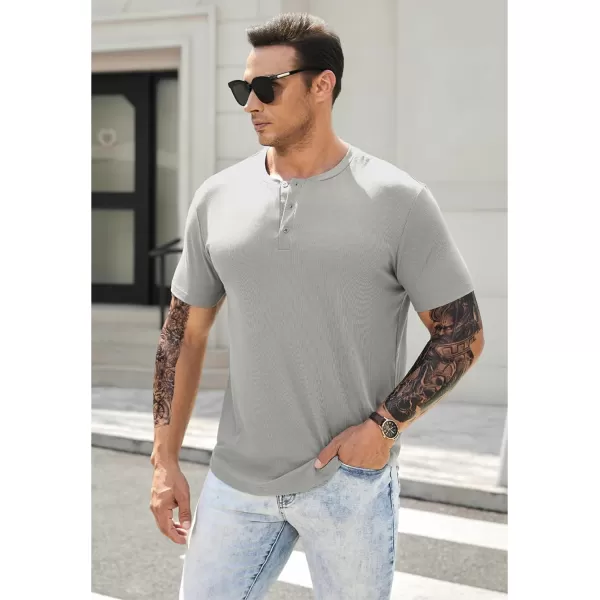 JMIERR Men's Muscle Slim Henley Shirts Crewneck Longline T-Shirt Gym Workout Athletic Shirt Tees with Button