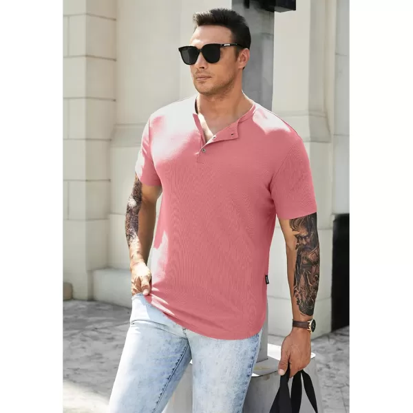 JMIERR Men's Muscle Slim Henley Shirts Crewneck Longline T-Shirt Gym Workout Athletic Shirt Tees with Button