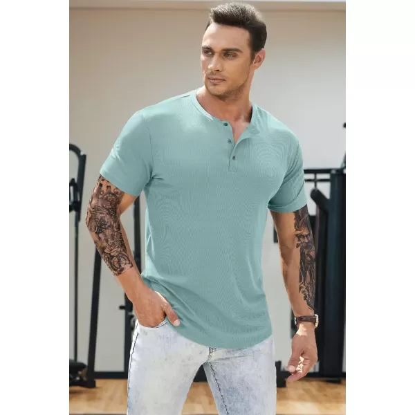 JMIERR Men's Muscle Slim Henley Shirts Crewneck Longline T-Shirt Gym Workout Athletic Shirt Tees with Button