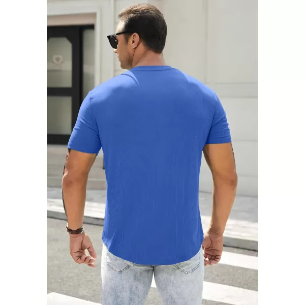 JMIERR Men's Muscle Slim Henley Shirts Crewneck Longline T-Shirt Gym Workout Athletic Shirt Tees with Button