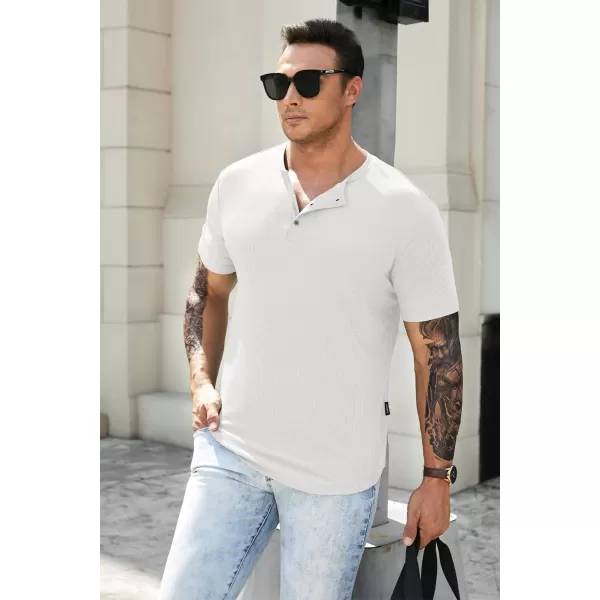 JMIERR Men's Muscle Slim Henley Shirts Crewneck Longline T-Shirt Gym Workout Athletic Shirt Tees with Button