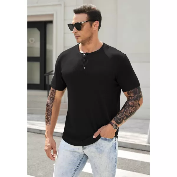 JMIERR Men's Muscle Slim Henley Shirts Crewneck Longline T-Shirt Gym Workout Athletic Shirt Tees with Button