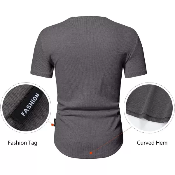 JMIERR Men's Muscle Slim Henley Shirts Crewneck Longline T-Shirt Gym Workout Athletic Shirt Tees with Button