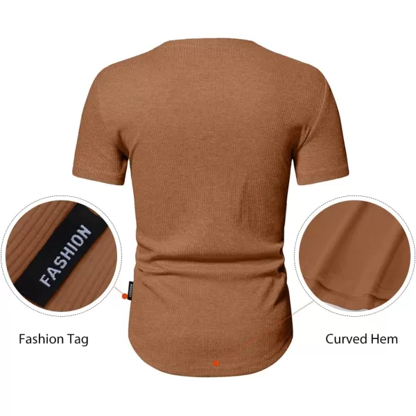 JMIERR Men's Muscle Slim Henley Shirts Crewneck Longline T-Shirt Gym Workout Athletic Shirt Tees with Button
