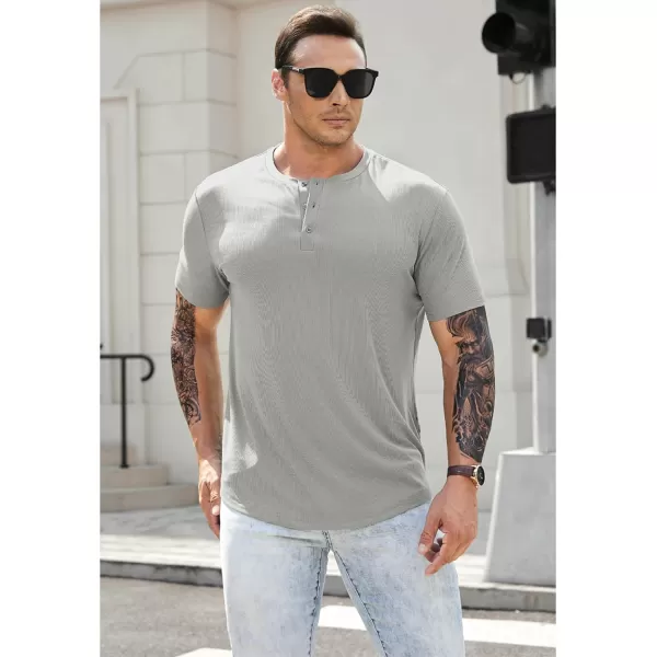 JMIERR Men's Muscle Slim Henley Shirts Crewneck Longline T-Shirt Gym Workout Athletic Shirt Tees with Button