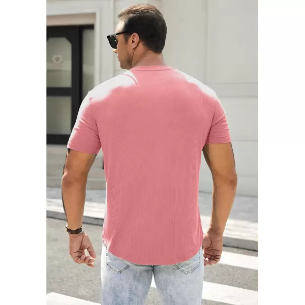 JMIERR Men's Muscle Slim Henley Shirts Crewneck Longline T-Shirt Gym Workout Athletic Shirt Tees with Button