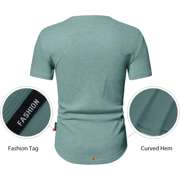 JMIERR Men's Muscle Slim Henley Shirts Crewneck Longline T-Shirt Gym Workout Athletic Shirt Tees with Button