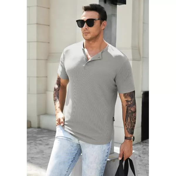 JMIERR Men's Muscle Slim Henley Shirts Crewneck Longline T-Shirt Gym Workout Athletic Shirt Tees with Button