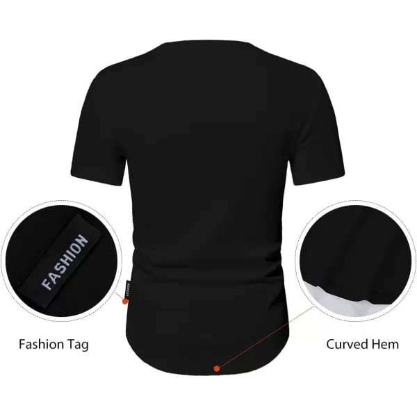 JMIERR Men's Muscle Slim Henley Shirts Crewneck Longline T-Shirt Gym Workout Athletic Shirt Tees with Button