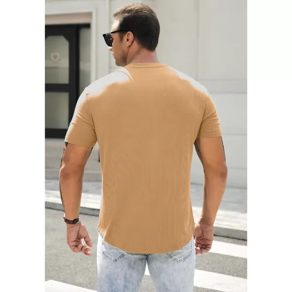 JMIERR Men's Muscle Slim Henley Shirts Crewneck Longline T-Shirt Gym Workout Athletic Shirt Tees with Button