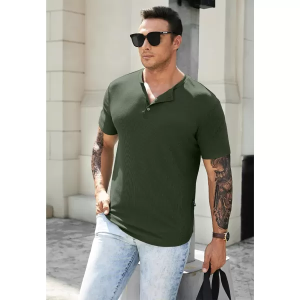 JMIERR Men's Muscle Slim Henley Shirts Crewneck Longline T-Shirt Gym Workout Athletic Shirt Tees with Button