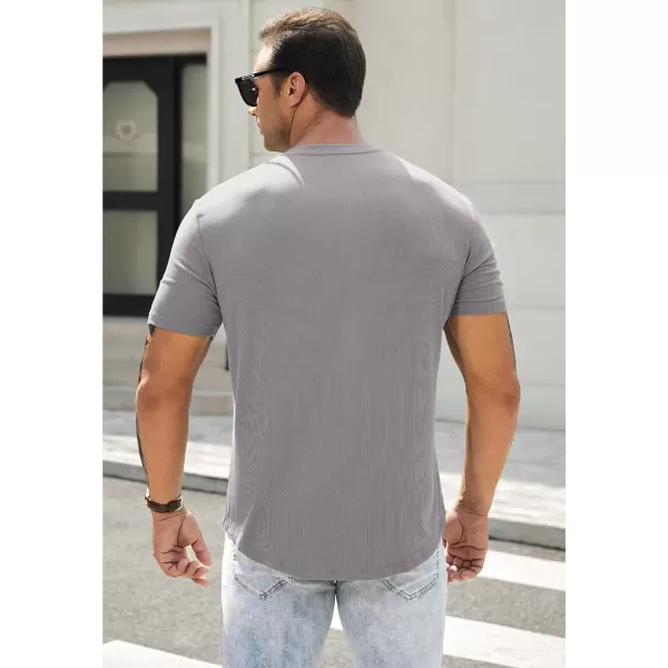 JMIERR Men's Muscle Slim Henley Shirts Crewneck Longline T-Shirt Gym Workout Athletic Shirt Tees with Button