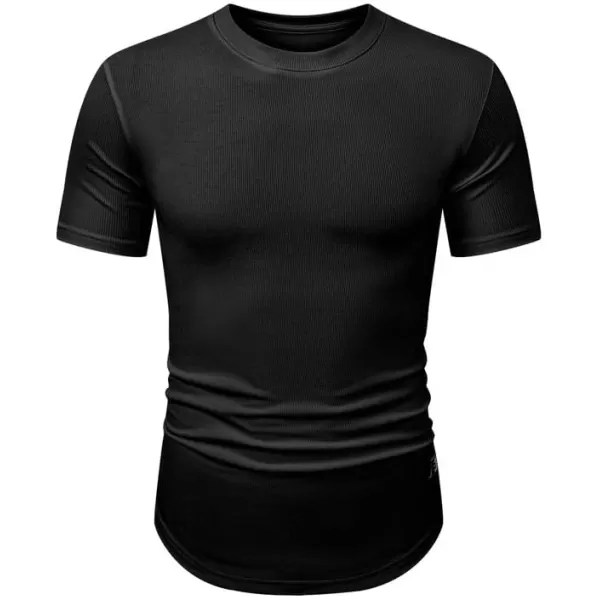 JMIERR Mens Muscle Slim T Shirt Crewneck Longline Henley Shirt Gym Workout Athletic Tee Shirts