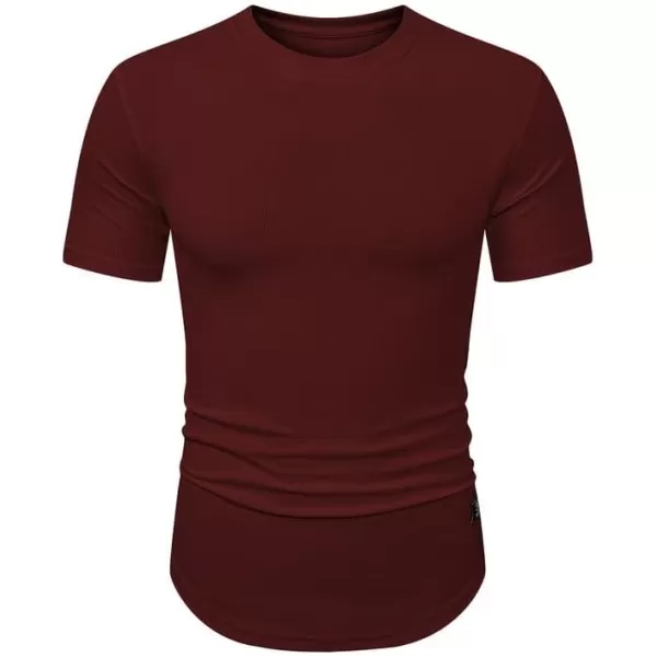 JMIERR Mens Muscle Slim T Shirt Crewneck Longline Henley Shirt Gym Workout Athletic Tee Shirts