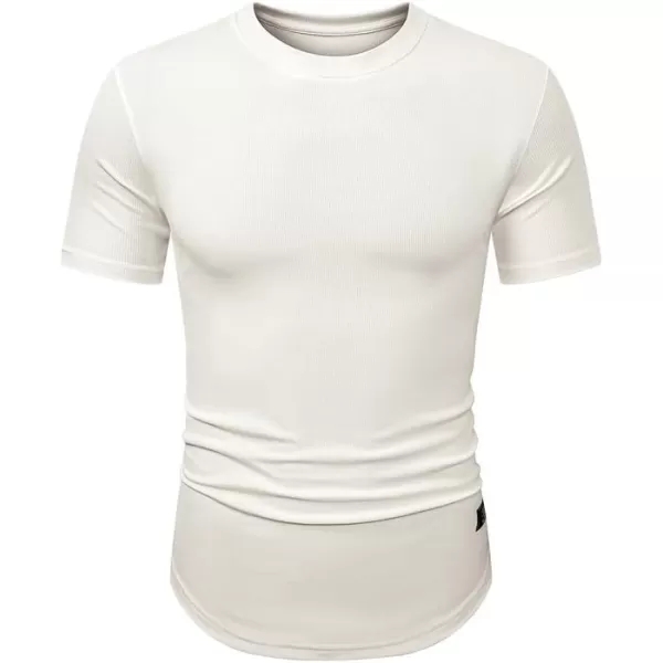 JMIERR Mens Muscle Slim T Shirt Crewneck Longline Henley Shirt Gym Workout Athletic Tee Shirts