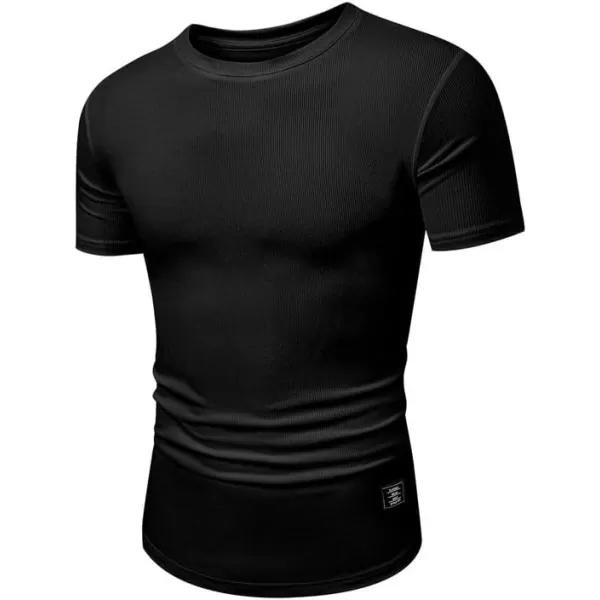 JMIERR Mens Muscle Slim T Shirt Crewneck Longline Henley Shirt Gym Workout Athletic Tee Shirts