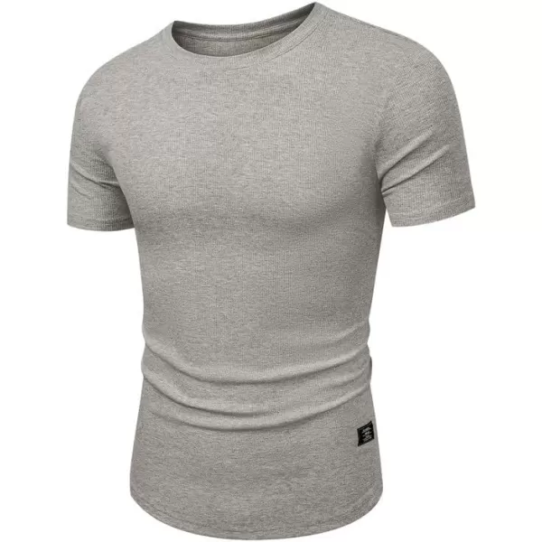 JMIERR Mens Muscle Slim T Shirt Crewneck Longline Henley Shirt Gym Workout Athletic Tee Shirts