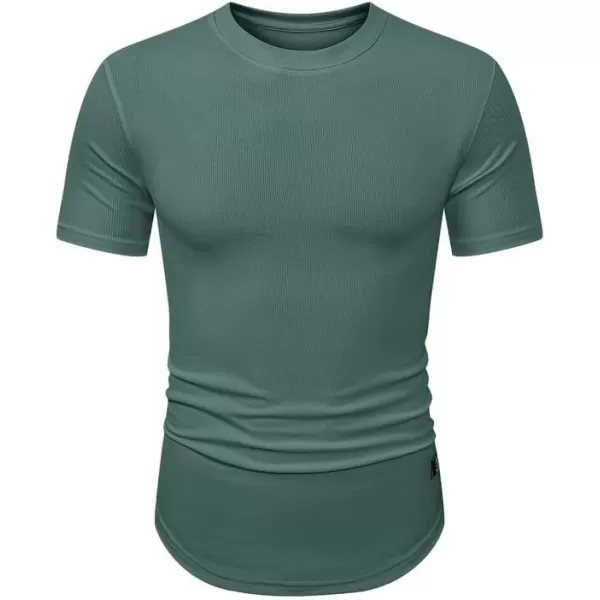 JMIERR Mens Muscle Slim T Shirt Crewneck Longline Henley Shirt Gym Workout Athletic Tee Shirts
