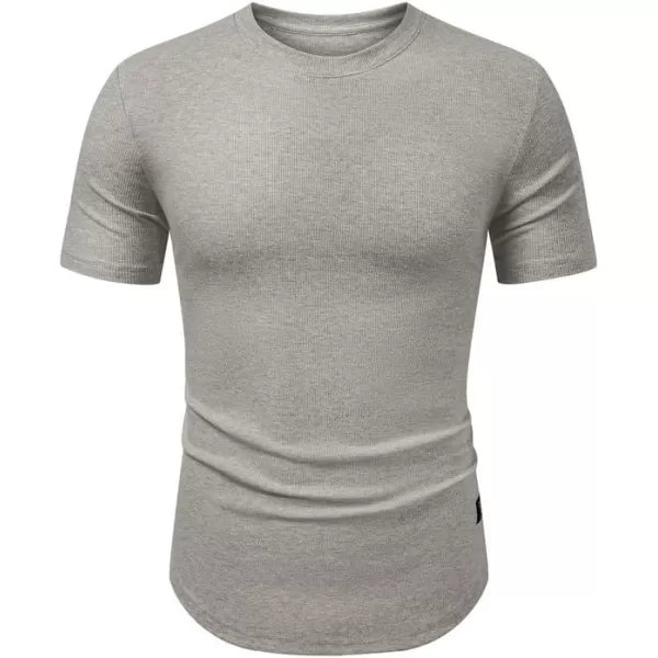 JMIERR Mens Muscle Slim T Shirt Crewneck Longline Henley Shirt Gym Workout Athletic Tee Shirts