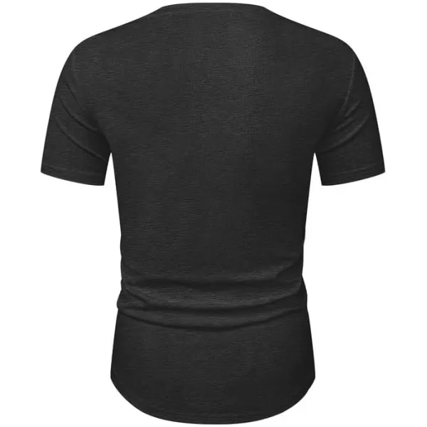 JMIERR Mens Muscle Slim T Shirt Crewneck Longline Henley Shirt Gym Workout Athletic Tee Shirts