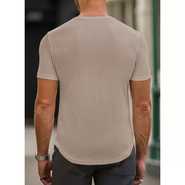 JMIERR Mens Muscle Slim T Shirt V-Neck Longline Henley Shirt Gym Workout Athletic Ribbed Tee Shirts