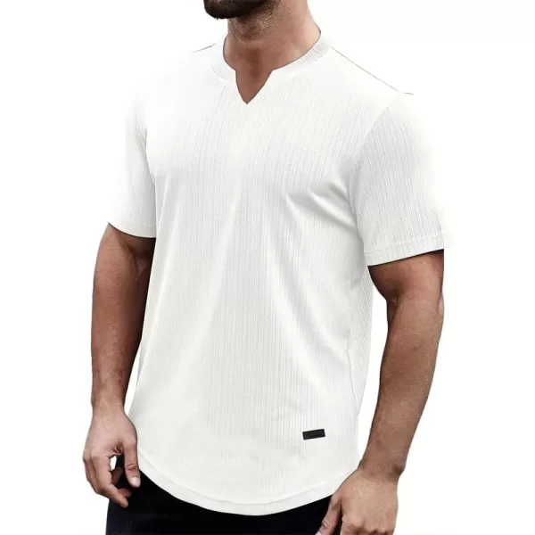 JMIERR Mens Muscle Slim T Shirt V-Neck Longline Henley Shirt Gym Workout Athletic Ribbed Tee Shirts
