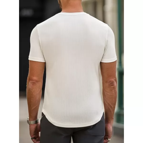 JMIERR Mens Muscle Slim T Shirt V-Neck Longline Henley Shirt Gym Workout Athletic Ribbed Tee Shirts