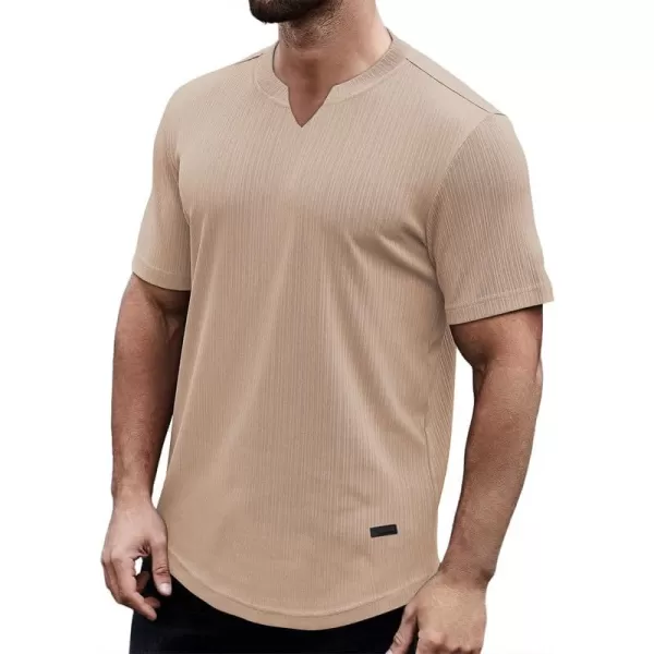 JMIERR Mens Muscle Slim T Shirt V-Neck Longline Henley Shirt Gym Workout Athletic Ribbed Tee Shirts