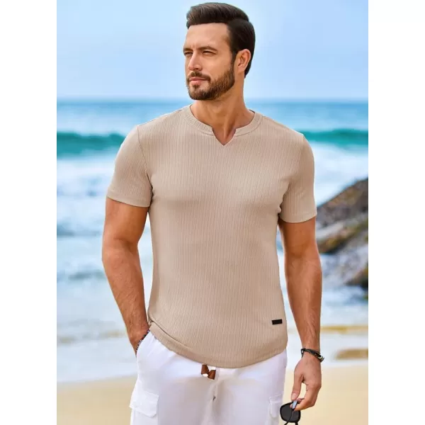 JMIERR Mens Muscle Slim T Shirt V-Neck Longline Henley Shirt Gym Workout Athletic Ribbed Tee Shirts