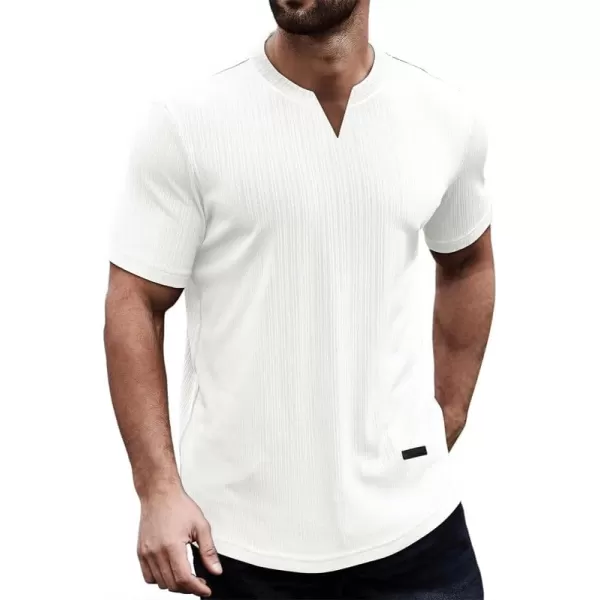 JMIERR Mens Muscle Slim T Shirt V-Neck Longline Henley Shirt Gym Workout Athletic Ribbed Tee Shirts