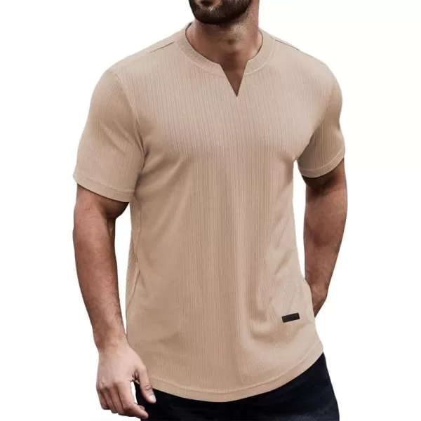 JMIERR Mens Muscle Slim T Shirt V-Neck Longline Henley Shirt Gym Workout Athletic Ribbed Tee Shirts