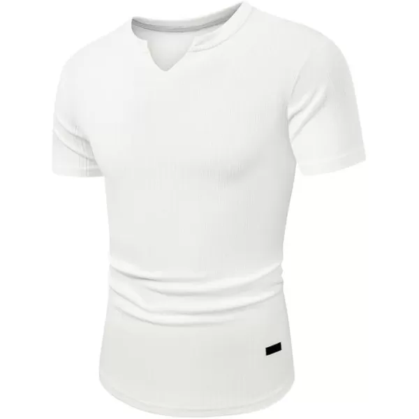 JMIERR Mens Muscle Slim T Shirt V-Neck Longline Henley Shirt Gym Workout Athletic Ribbed Tee Shirts