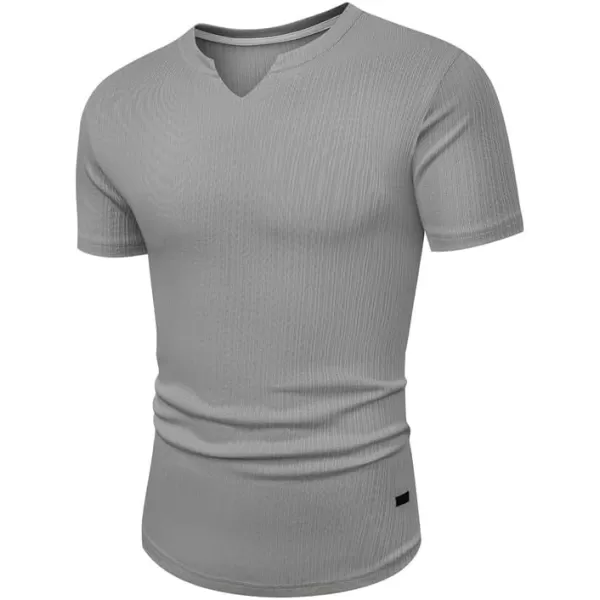 JMIERR Mens Muscle Slim T Shirt V-Neck Longline Henley Shirt Gym Workout Athletic Ribbed Tee Shirts