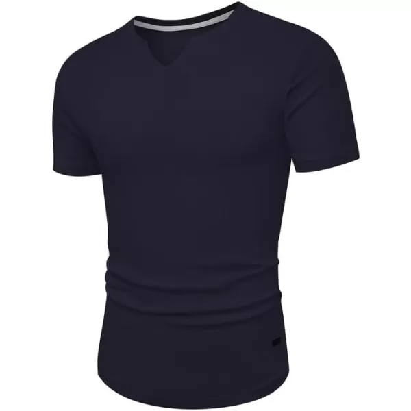 JMIERR Mens Muscle Slim T Shirt V-Neck Longline Henley Shirt Gym Workout Athletic Ribbed Tee Shirts