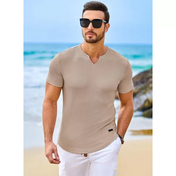 JMIERR Mens Muscle Slim T Shirt V-Neck Longline Henley Shirt Gym Workout Athletic Ribbed Tee Shirts