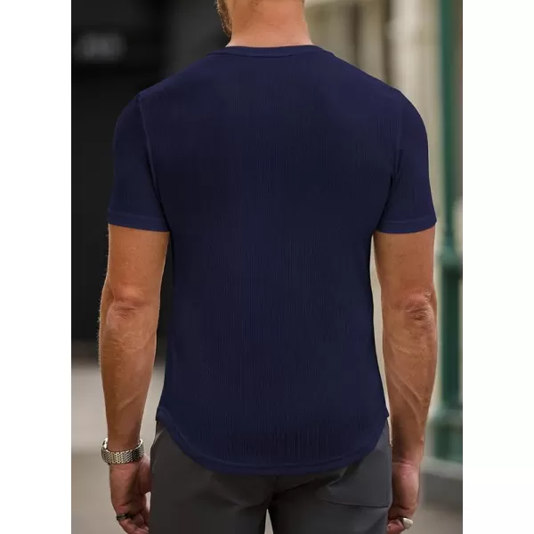JMIERR Mens Muscle Slim T Shirt V-Neck Longline Henley Shirt Gym Workout Athletic Ribbed Tee Shirts