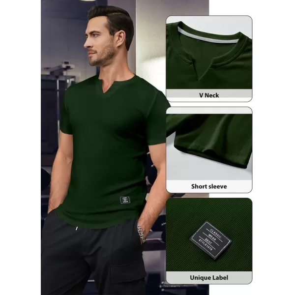 JMIERR Mens Muscle Slim T Shirt V-Neck Longline Henley Shirt Gym Workout Athletic Tee Shirts