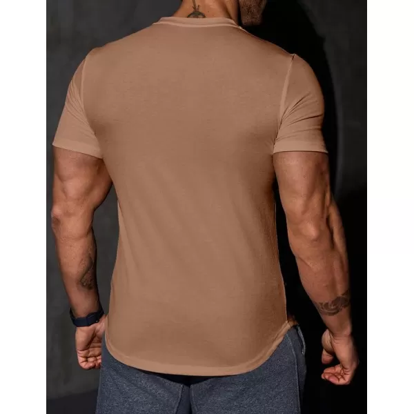 JMIERR Mens Muscle Slim T Shirt V-Neck Longline Henley Shirt Gym Workout Athletic Tee Shirts