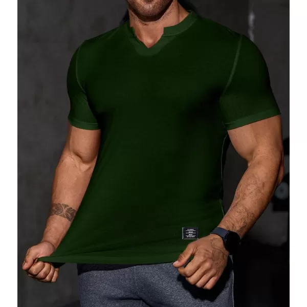 JMIERR Mens Muscle Slim T Shirt V-Neck Longline Henley Shirt Gym Workout Athletic Tee Shirts