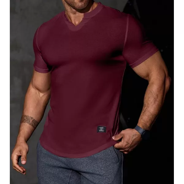 JMIERR Mens Muscle Slim T Shirt V-Neck Longline Henley Shirt Gym Workout Athletic Tee Shirts