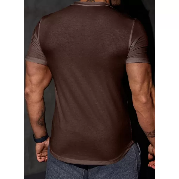 JMIERR Mens Muscle Slim T Shirt V-Neck Longline Henley Shirt Gym Workout Athletic Tee Shirts