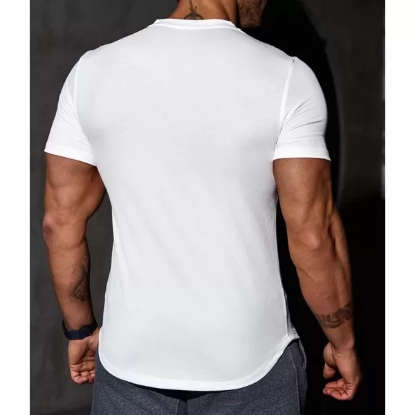 JMIERR Mens Muscle Slim T Shirt V-Neck Longline Henley Shirt Gym Workout Athletic Tee Shirts