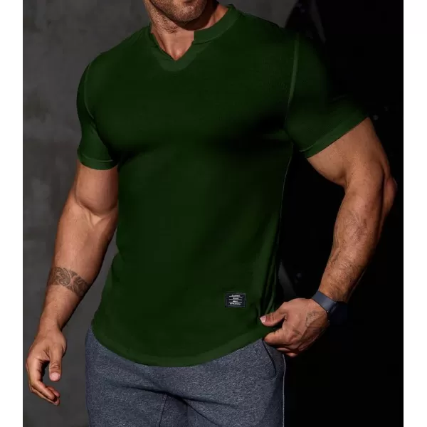 JMIERR Mens Muscle Slim T Shirt V-Neck Longline Henley Shirt Gym Workout Athletic Tee Shirts